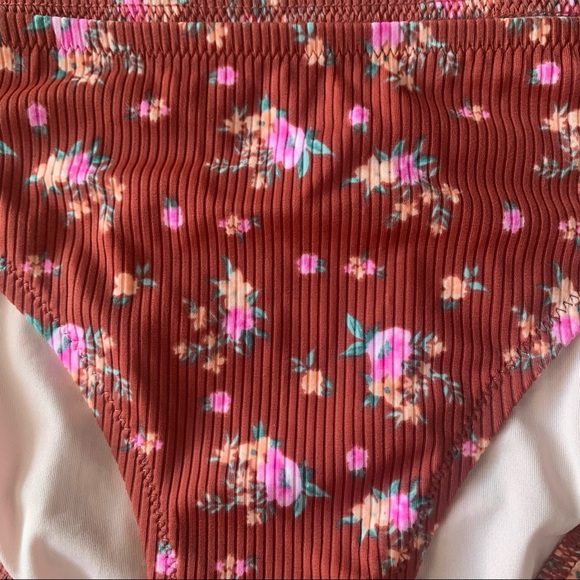 Shade & Shore Mahogany Floral Print Bikini Bottoms Size Large - Picture 3 of 6